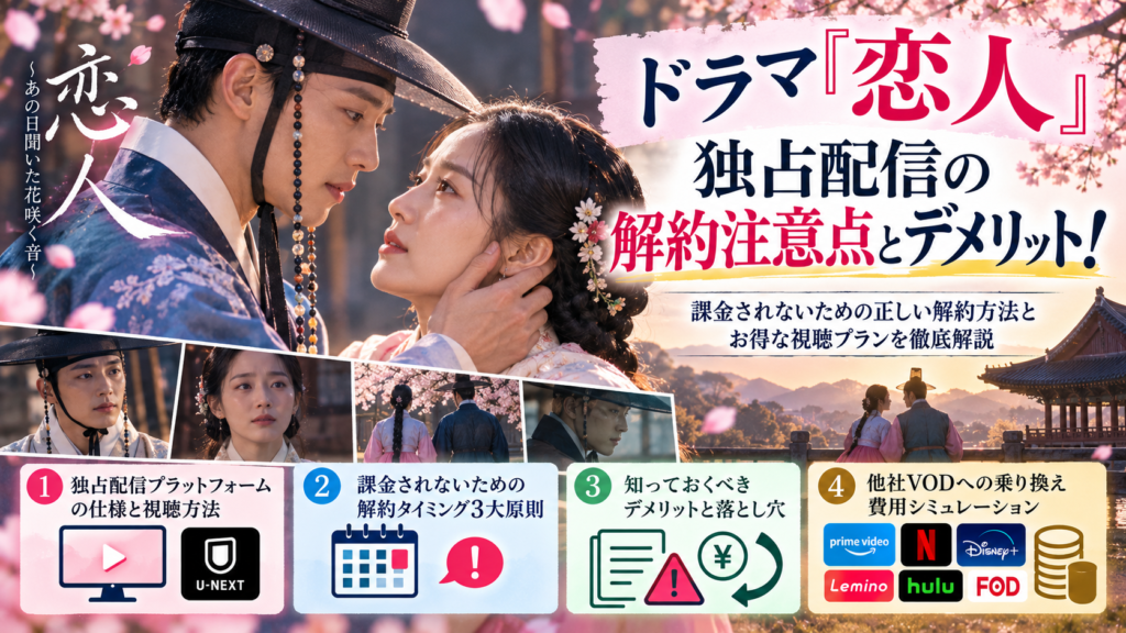 ドラマ『恋人』独占配信の解約注意点とデメリット！